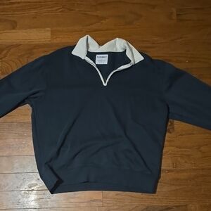Old Navy Men's Zip-Up Sweater in Navy and White